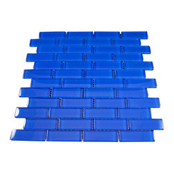 1x3 Electric Blue Glossy Subway Glass Mosaic Tiles - Home Accessories & Decor
