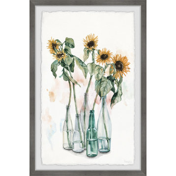 "Sunflower and Wilted Leaves II" Framed Painting Print