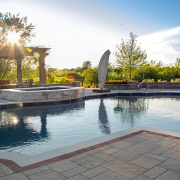 Elgin, IL Roman End Pool with Freeform Hot Tub