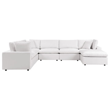 Commix 7-Piece Outdoor Patio Sectional Sofa White -5591