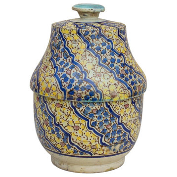 Vintage Ceramic Moroccan Vase W/Lid