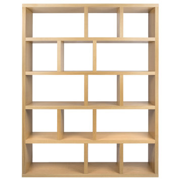 Contemporary Large Thick Wood Modular Shelves, Oak