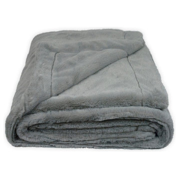 Sherry Kline Fairfax Faux Fur 50x60 Throw Blanket, Silver Grey