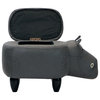 15" Seat Height Animal Shape Storage Ottoman Furniture Dark Gray Hippo