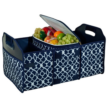 Collapsible Trunk Oganizer And Cooler, Trellis Blue