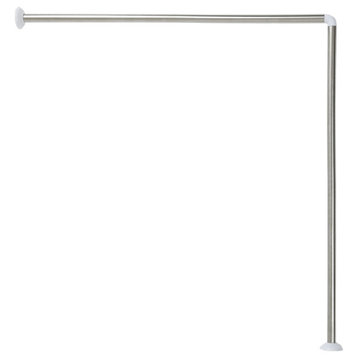 Wall Mounted Corner Shower Curtain Rod 35.4", Chrome