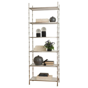 Spike Antique Nickel with White Marble Etagere
