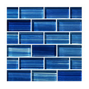 12"x12" Glass Tile Blends Watercolors Series, Caribbean Blue