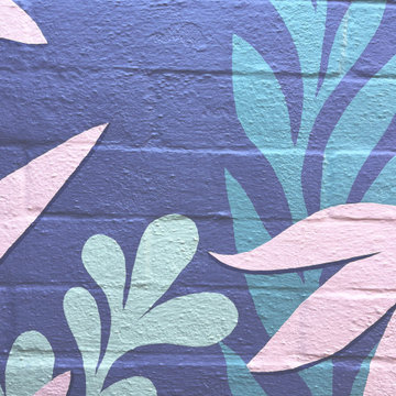 Berkeley Hills Cheerful Backyard Oasis - Outdoor Shower Botanical Mural