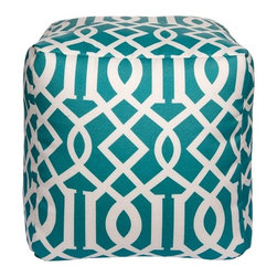 Surya Pouf 112 Aqua and White - Floor Pillows And Poufs