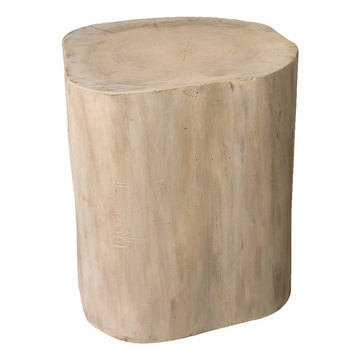 NATURAL TREE STUMP SIDE TABLE - WHITE