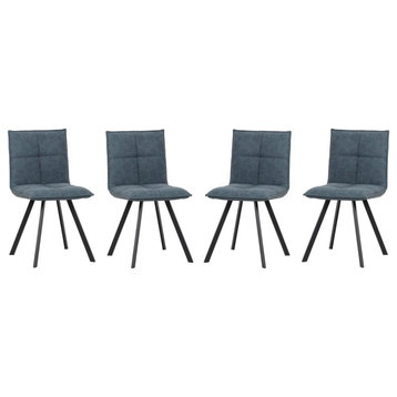 LeisureMod Wesley Modern Leather Dining Chair With Metal Legs Set of 4 WC18BU4