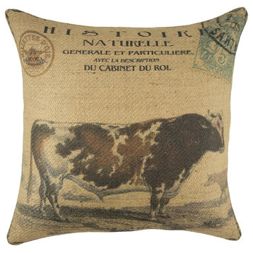 Cow Burlap Pillow