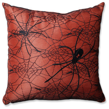 Spider Orange Throw Pillow