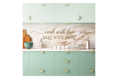 "Cook With Love Bake With Heart" Wall Decal Sticker Sign Kitchen Quote Decor
