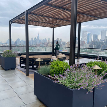 Brooklyn Rooftop Garden with Contemporary Pergola