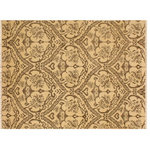 Bareens Designer Rugs - Modern Nabila Tan/Brown Wool&Silk Rug - 4'0'' x 5'10'' - An elegant hand knotted rug made of finest quality wool and viscous is a brilliant foundation for any room. Breathtaking intricate design with mesmerizing Intricacy with pleasing color palette will enumerate another dimension to your decor.