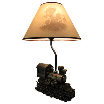 Light in the Tunnel Steam Train Engine Table Lamp with Shade