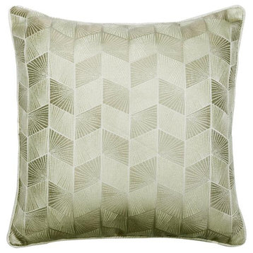 Decorative 16"x16" Geometric Pattern Ivory Jacquard Silk Pillow Cover-Just Ivory
