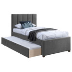 Meridian Furniture - Harper Linen Textured Fabric Twin Trundle Bed, Gray - Turn even the smallest bedroom into a veritable sanctuary with this lovely Harper linen textured fabric trundle bed. A channel tufted headboard and footboard features textured grey linen fabric for a head-turning and modern look. A rolling trundle holds a second mattress for co-sharing the bedroom or for slumber party guests - or use it for storage to maximize the usability of a tween or teen bedroom or dorm room.