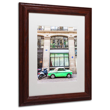 "Little Green Parisian" Framed Art by Yale Gurney, Wood, White, 11"x14"