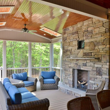 Screened Porch with Fireplace, Featuring Acetylated Decking