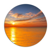 Beautiful Sunset Reflecting In Sea, Seashore Round Metal Wall Art, 11"