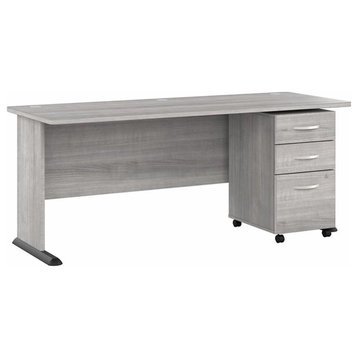 Studio A 72W Computer Desk with Drawers in Platinum Gray - Engineered Wood