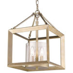 Golden Lighting - Golden Lighting 2073-M3 WG-CLR Smyth Convertible Pendant - Modern lanterns featuring a handsome beveled cage design make a modern, elegant statement in the Smyth collection. Clean geometry creates contemporary style with steel candles and candelabra bulbs encased in two glass options. The fixtures are offered in 3 finishes: Chrome, Gunmetal Bronze and White Gold. The gleaming Chrome finish adds a sleek, contemporary option to this open-caged collection. A darker option, the Gunmetal Bronze finish has warm bronze undertones and is perfect for all industrial or vintage aesthetics. The White Gold finish option softens the geometric form, creating a more delicate and transitional appearance. Glass fixtures are available with Clear Glass or Opal Glass shades. This 3 light mini chandelier creates a stylish focal point that can be mounted as a flush mount or hung as a pendant.  Assembly Required: Yes  Shade Included: Yes  Sloped Ceiling Adaptable: Yes  Dimable: YesSmyth Convertible Pendant White Gold Clear Glass *UL Approved: YES *Energy Star Qualified: n/a  *ADA Certified: n/a  *Number of Lights: Lamp: 3-*Wattage:60w Incandescent E12 Candelabra bulb(s) *Bulb Included:No *Bulb Type:Incandescent E12 Candelabra *Finish Type:White Gold