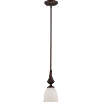 Nuvo Patton 1-Light Mini Pendant With Frosted Glass, Prairie Bronze, 60-5137