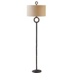 Uttermost - Uttermost Ferro Cast Iron Floor Lamp - Add traditional style to your space with the Uttermost Ferro Cast Iron Floor Lamp. This piece features hammered cast iron and an aged rust brown finish. The round shade is made of beige linen fabric. Features: