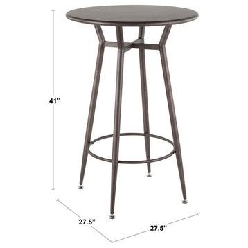 Clara Round Bar Table in White Metal with Espresso Wood-Pressed Grain Bamboo