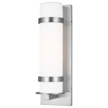 SeaGull 8618301-04 Medium 1 Light Outdoor Wall Lantern in Satin Aluminum