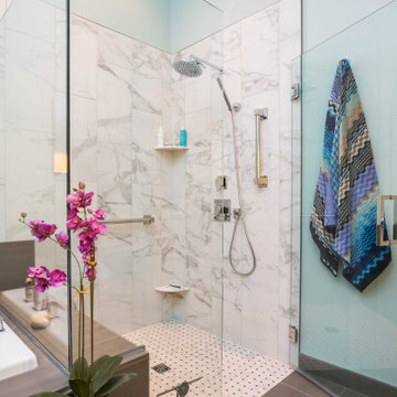 Contemporary Accessible Primary Bath with Curbless Shower