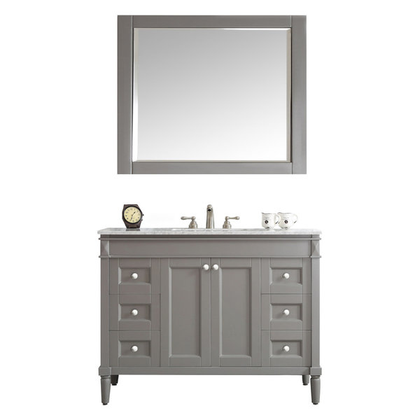 Catania Single Vanity w/ Carrara White Marble Top, Gray, 48