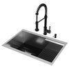 VIGO Hampton 28" Stainless Steel Sink With Faucet, Matte Black