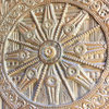 Antique Vintage Carved Panel Sun Temple Chakra Headboard Wall Hanging