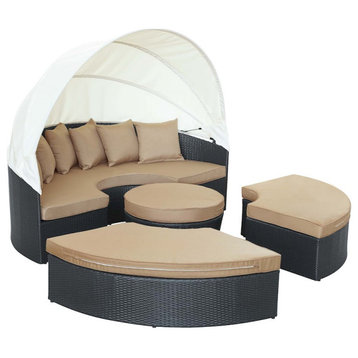 Modway Quest Canopy Outdoor Patio Daybed in Espresso Mocha -EEI-983-EXP-MOC-SET