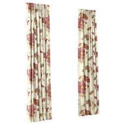 Eclectic Curtains Sketched Floral Print Grommet Drapery, Single Panel, Pink