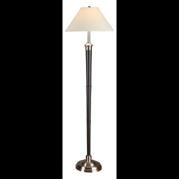 Classic Cordinates Espresso and Brushed Steel Table and Floor Lamp, Set of 2