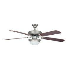 52" Heritage Fusion Ceiling Fan W/2LIGHT MB CFL Light Kit, Satin Nickel, Nickel