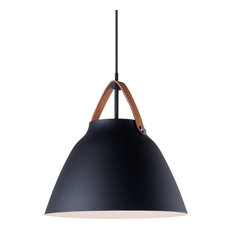 Maxim 11356 Nordic 1 Light 14" Aluminum Pendant - Tan Leather / Black