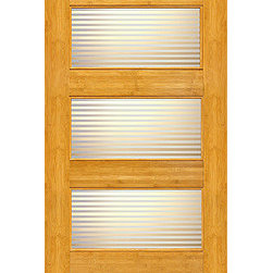 BM-14 Interior Bamboo Contemporary 5 Lite Matte Line Glass Single Door - Interior Doors