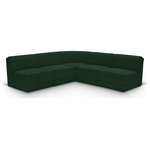 Meridian Furniture - Ollie Black Boucle Fabric L-Shaped Modular Sectional, Green, 5-Piece: 4 Armless Chair, 1 Corner Chair - Meet the epitome of style and functionality with this Ollie boucle fabric living room sectional, part of the Ollie modular collection. A contemporary marvel, this sectional features chic and inviting rich green boucle fabric upholstery, giving it a sumptuous texture that oozes elegance and luxury. Curved corners add to the visual look of the sectional while maximizing seating comfort while lounging, reading, or entertaining. Pair it with other items in the Ollie collection easily, thanks to an attachment latch underneath.