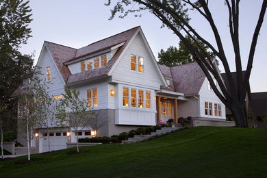 Trendy wood exterior home photo in Minneapolis