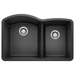 Blanco - Blanco 440177 20.8"x32" Granite Double Undermount Kitchen Sink, Anthracite - Both an expression of your individual style, and a testament to BLANCO's unsurpassed quality and craftsmanship - a variety of shape, sizes and features combine to bring you the DIAMOND collection.  Every detail has been considered, from the large bowl capacity to the easy-to-clean, durable SILGRANIT surface.  The BLANCO DIAMOND 1-3/4 BOWL offers plenty of room for rinsing, washing, soaking, spraying and straining operations.  Made from the rock hard, SILGRANIT patented surface, the DIAMOND kitchen sink features a smooth surface that is resistant to chips, scratches and heats up to 536F.  Even a fork or the bottom of a hot pan can't damage BLANCO SILGRANIT sinks. The colorful, non-porous surface also makes the bowl resistant from all stains, household acids and alkali solutions as well as easy-to-clean.  For three generations,  BLANCO has quietly and passionately elevated the standards for luxury sinks, faucets, and decorative accessories. A family-owned company, BLANCO was founded over 85 years ago in Germany, and recently celebrated a milestone of 25 years in the United States where we are recognized as a leader in quality, innovation, and unsurpassed service. Create the ideal kitchen experience with the versatility of the DIAMOND collection.