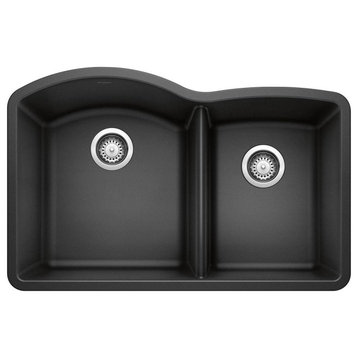 Blanco 440177 20.8"x32" Granite Double Undermount Kitchen Sink, Anthracite
