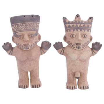 Chancay Duality Ceramic Sculptures, 2-Piece Set