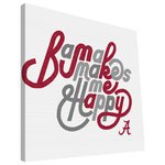 Paulson Designs - Alabama Crimson Tide Makes Me Happy Canvas Print, 12"x12" - Paulson Designs' company motto and way of life, 'Keep Tradition', stems from their commitment to honor those who 'keep' college 'traditions' sacred. As such, Paulson Designs has actively sought out and supports those student and alumni organizations who's goal is, likewise, to enhance/maintain the college spirit and tradition. In doing so, we delight in our efforts to established endowment funds, partnerships, and engaged in many different profit shares with these groups to forever keep college traditions sacred.