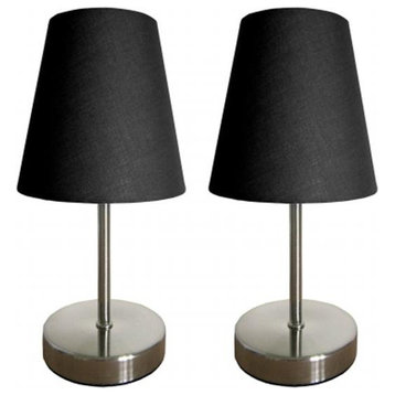 All The Rages LT2013-BLK-2PK Simple Designs Sand Nickel Mini Basic Table Lamp